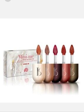 Predire Mini-me Shiny Lip Gloss Set — Neutral to Rose Shades NIB